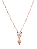925 Sterling Silver Rose Gold Crystal Cat Charm Necklace for Women