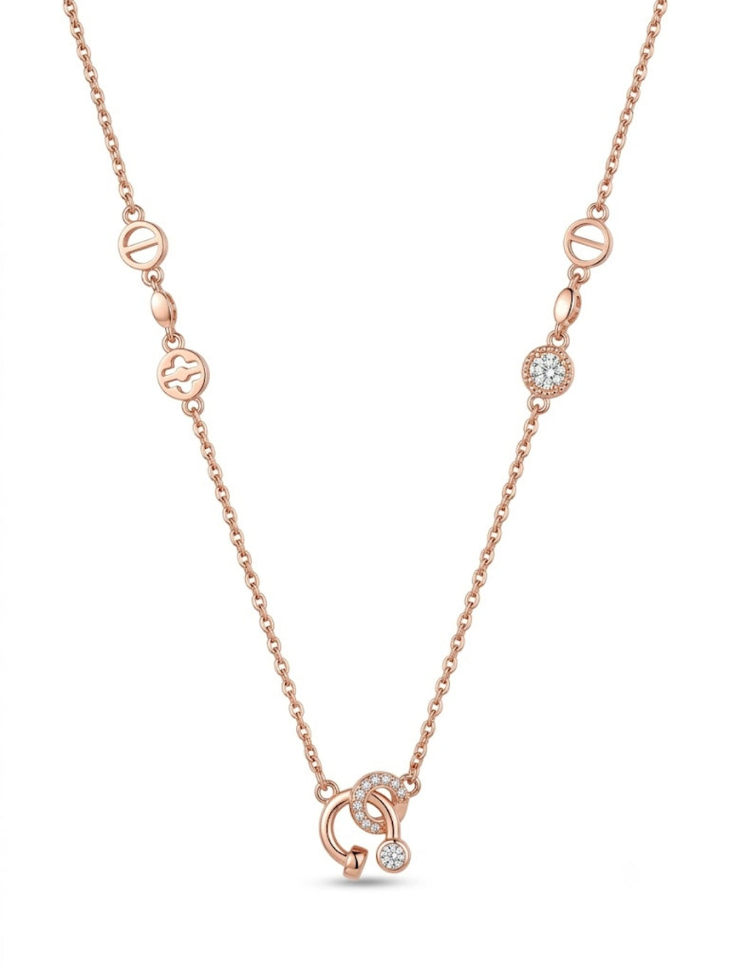 925 Sterling Silver Celestial Charm Station Necklace for Women