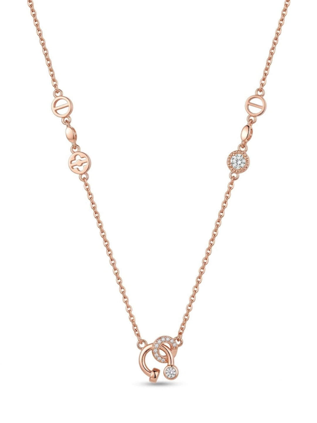 925 Sterling Silver Celestial Charm Station Necklace for Women
