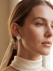 925 Silver Bloom Flower Stud Earrings for Women