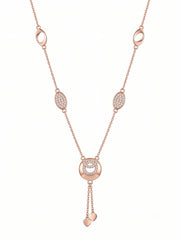 925 Sterling Silver Double Circle Pavé Drop Necklace For Women