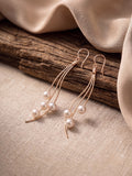 925 Silver Rose Gold Flow Pearl Wave Drop Earrings for Women