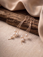 925 Silver Rose Gold Flow Pearl Wave Drop Earrings for Women