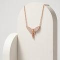 925 Sterling Silver Rose Gold Pavé Dragonfly Pendant Necklace for Women