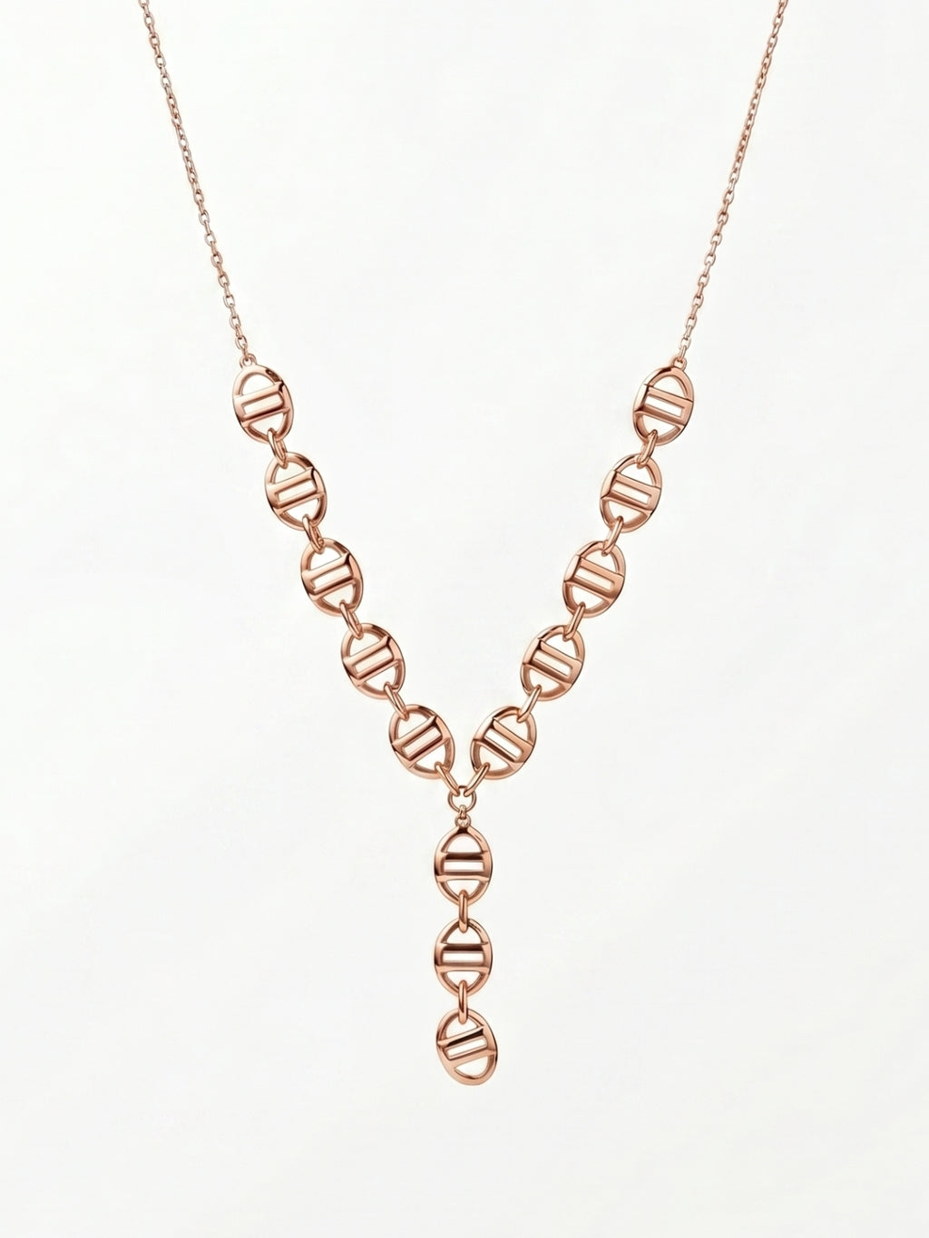 925 Sterling Silver Open Circle Link Drop Necklace for Women