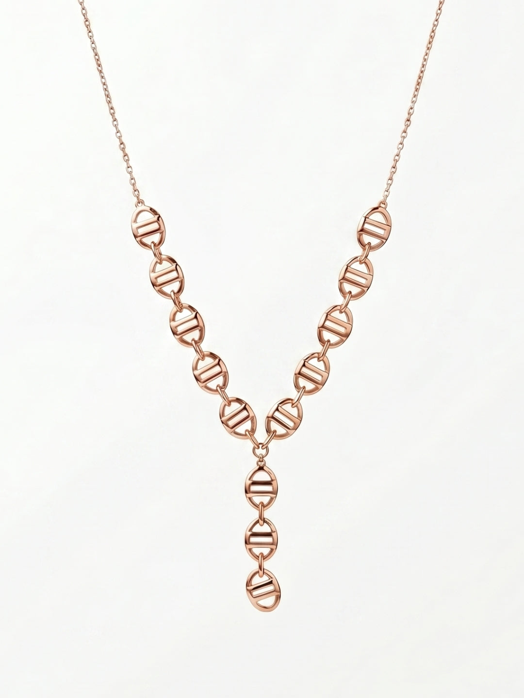 925 Sterling Silver Open Circle Link Drop Necklace for Women