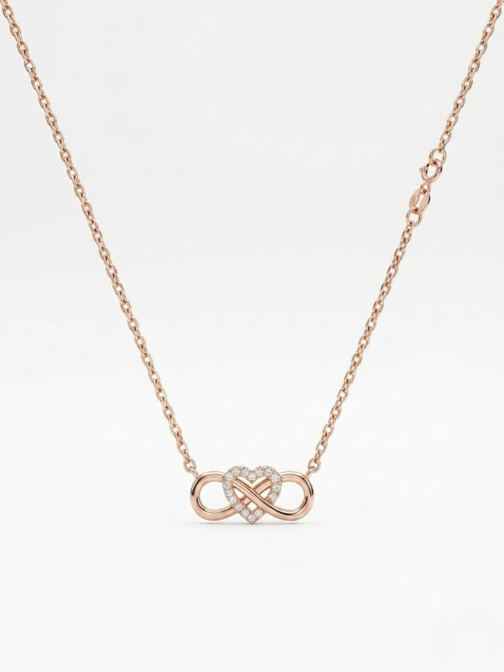 925 Sterling Silver Endless Promise Heart Infinity Necklace for Women