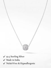 925 Sterling Silver Pavé CZ Filigree Sphere Pendant Necklace for Women