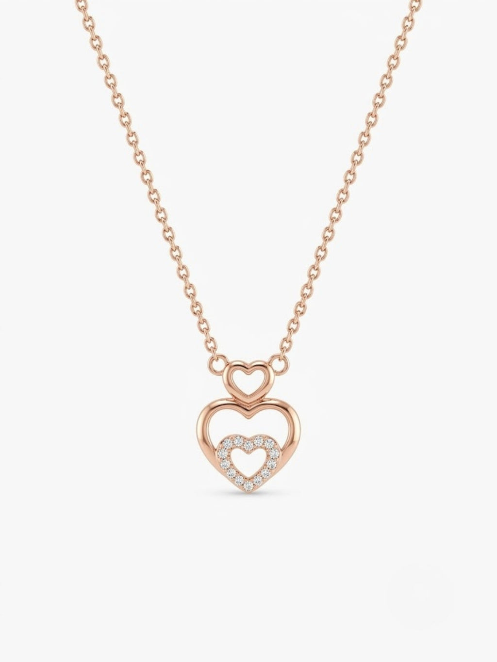 925 Sterling Silver Twin Hearts of Love Pendant Necklace for Women