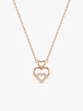 925 Sterling Silver Twin Hearts of Love Pendant Necklace for Women