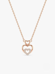 925 Sterling Silver Twin Hearts of Love Pendant Necklace for Women