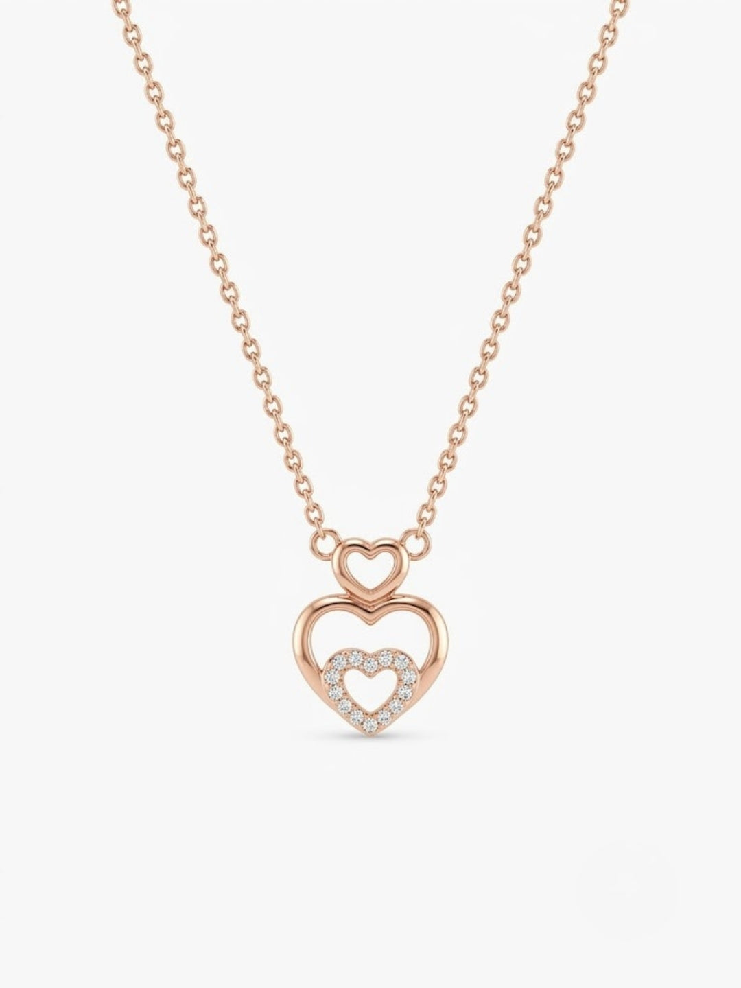 925 Sterling Silver Twin Hearts of Love Pendant Necklace for Women