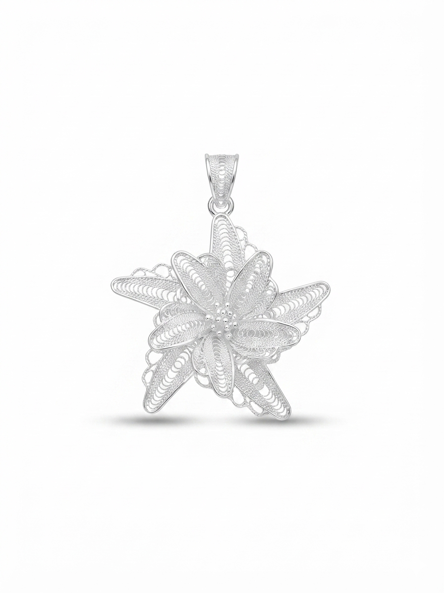 925 Sterling Silver Celestial Bloom Filigree Pendant For Women