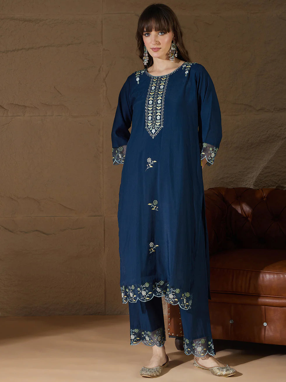 Zaria Floral Silk Kurta Set