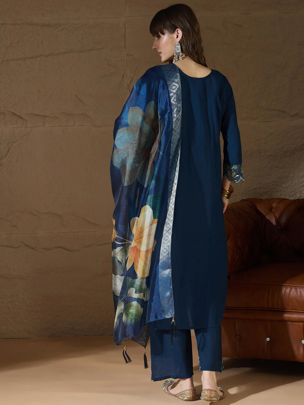 Zaria Floral Silk Kurta Set