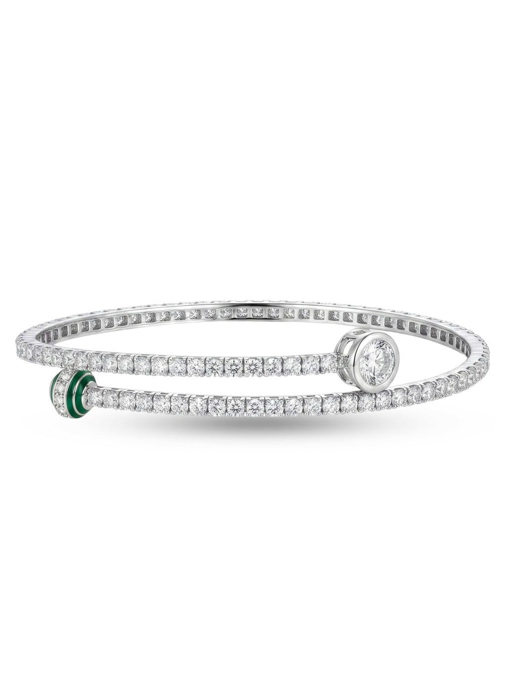 925 Silver Emerald Charm Wrap Bracelet for Women