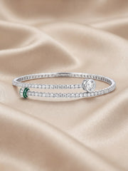 925 Silver Emerald Charm Wrap Bracelet for Women
