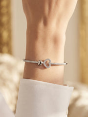 925 Silver Twin Love Heart Sparkle Bracelet for Women
