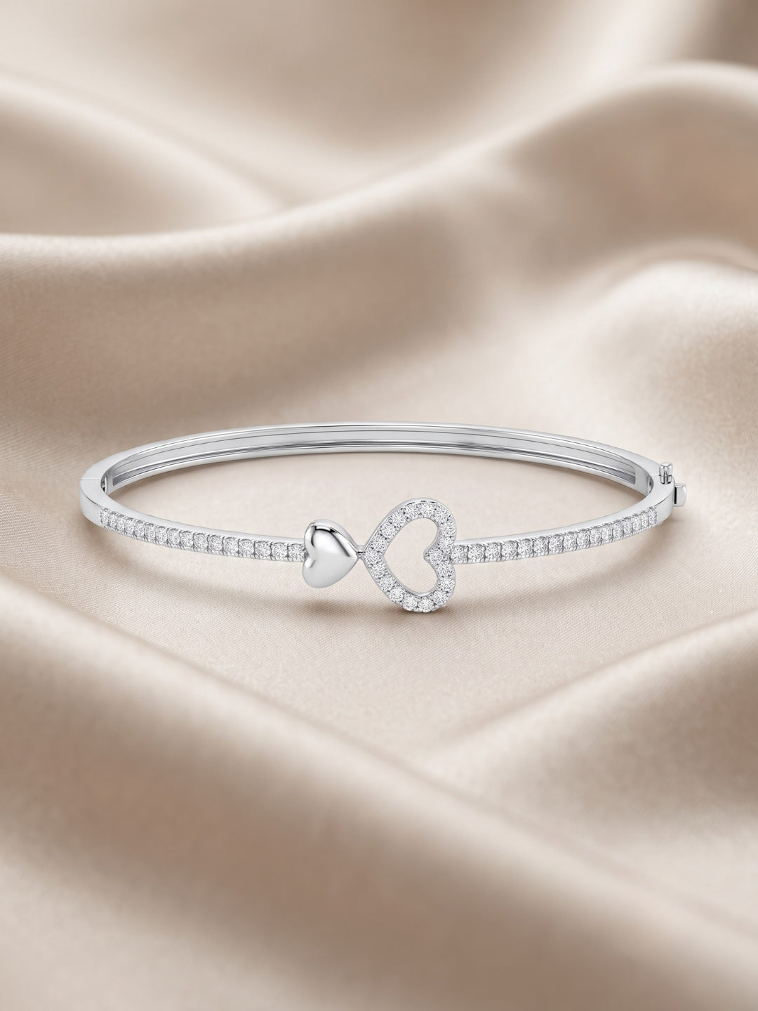 925 Silver Twin Love Heart Sparkle Bracelet for Women