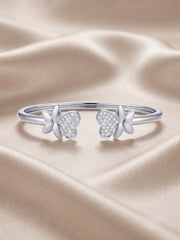 925 Silver Butterfly Love Cuff Bracelet for Women