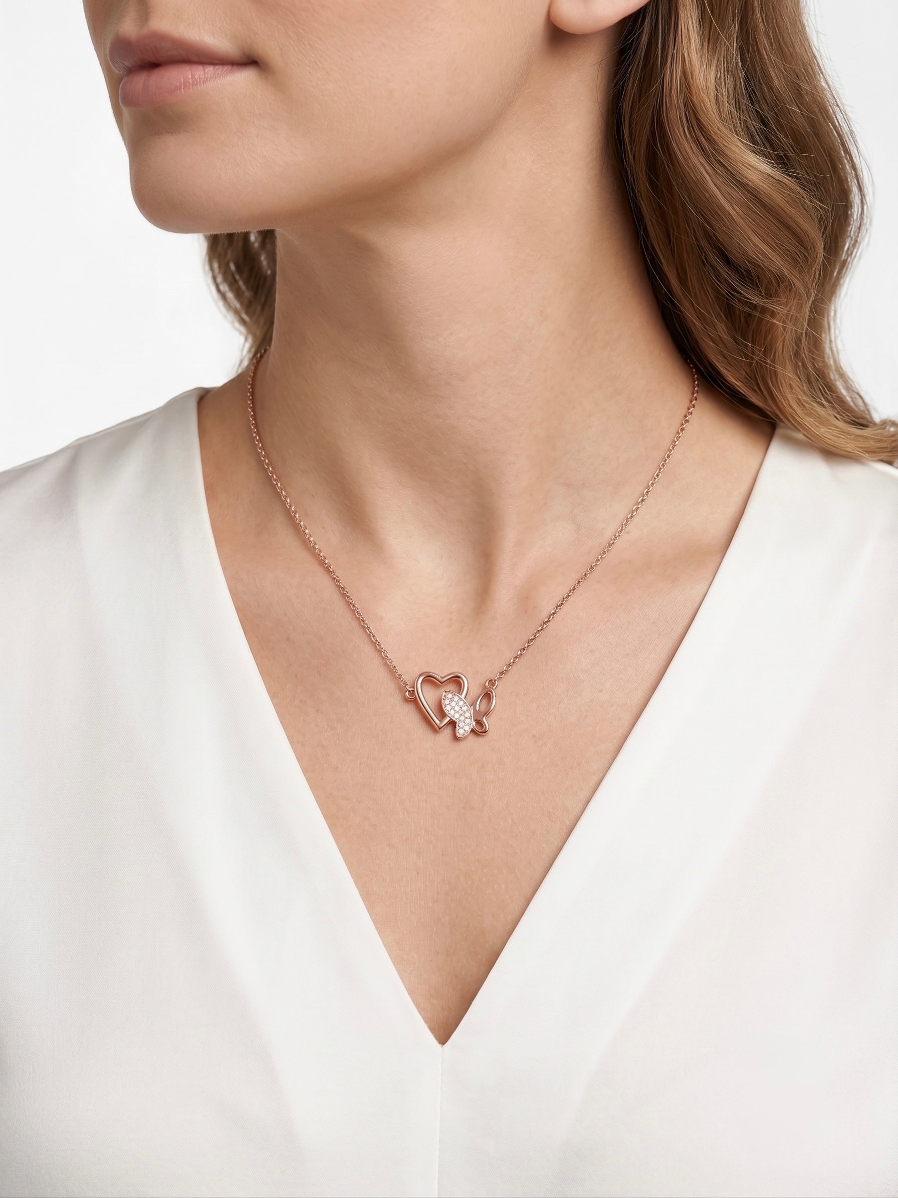 925 Sterling Silver Butterfly Heart Necklace for Women