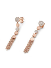 925 Silver Rose Gold Tassel Drop Earrings for Women