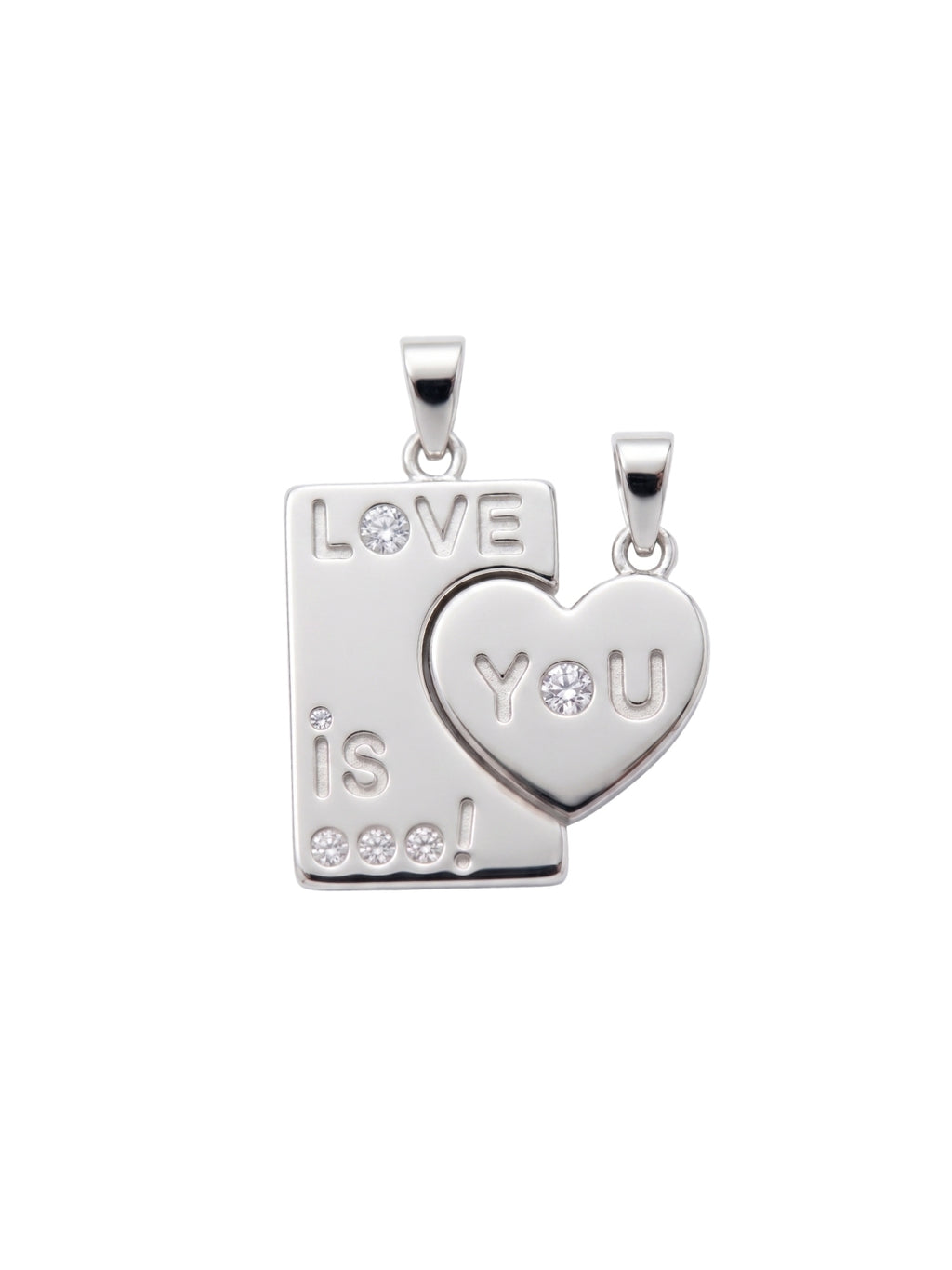 925 Sterling Silver Love Is You Couple Pendant Without Chain
