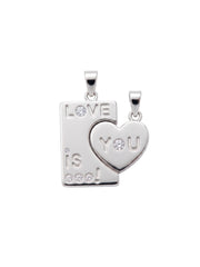 925 Sterling Silver Love Is You Couple Pendant Without Chain