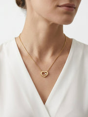 925 Sterling Silver Open Heart Solitaire Necklace for Women