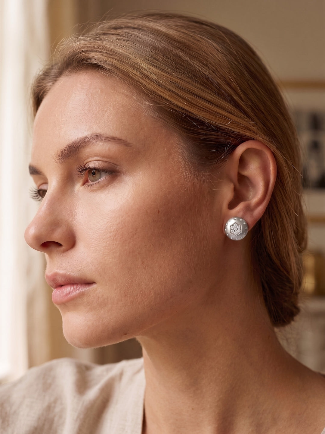 925 Silver Hexa Spark Stud Earrings for Women