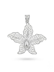 925 Sterling Silver Orchid Grace Filigree Pendant For Women