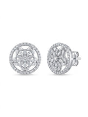 925 Silver Earrings Floral CZ Stud Earrings for Women