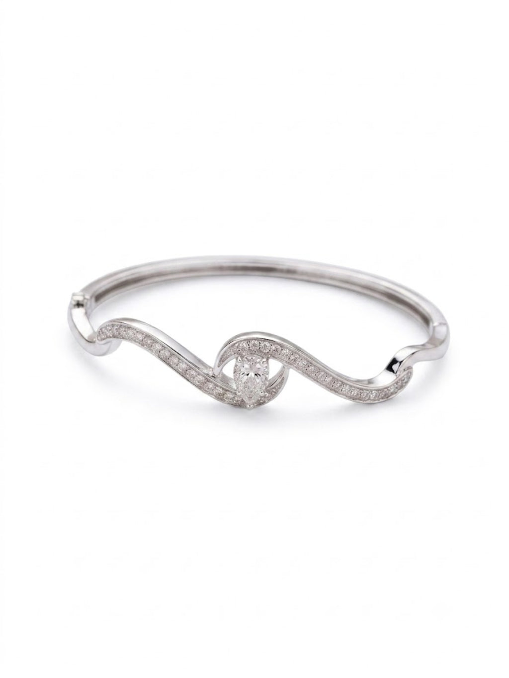 92.5 Sterling Silver Infinity Wave Diamond Bracelet for Women