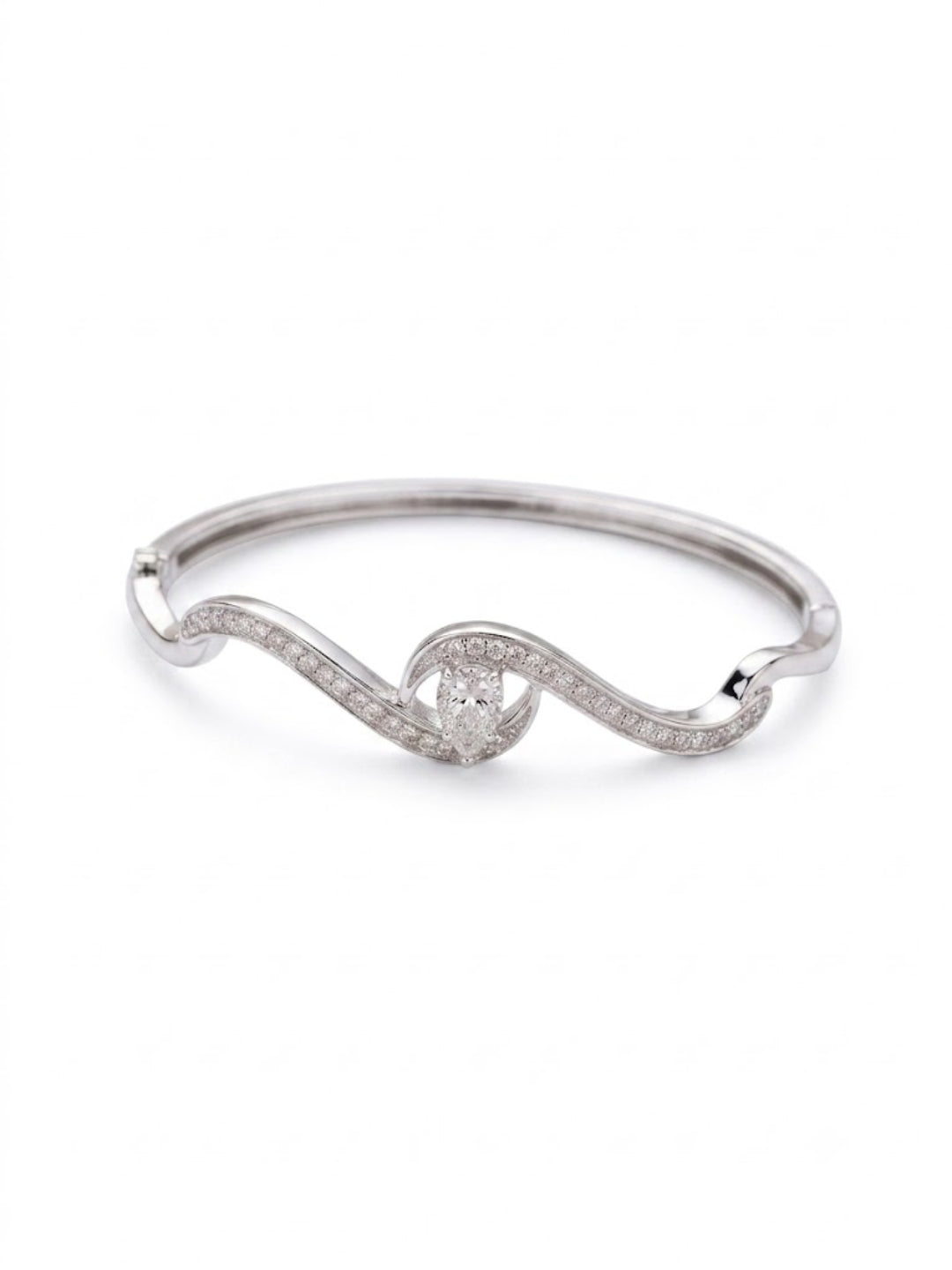 92.5 Sterling Silver Infinity Wave Diamond Bracelet for Women