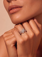 925 Sterling Silver Two Tone Infinity Diamond Ring for Women