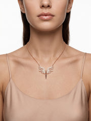 925 Sterling Silver Divine Guardian Wings Pendant Necklace for Women