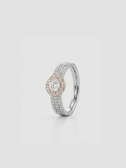 925 Sterling Silver Pear Cut Halo Pavé Ring for Women