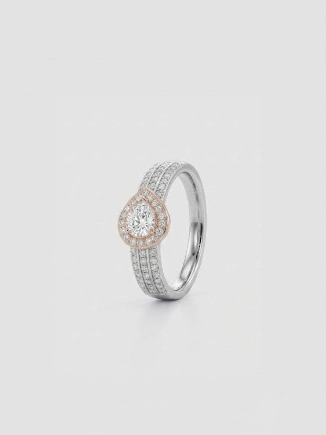 925 Sterling Silver Pear Cut Halo Pavé Ring for Women