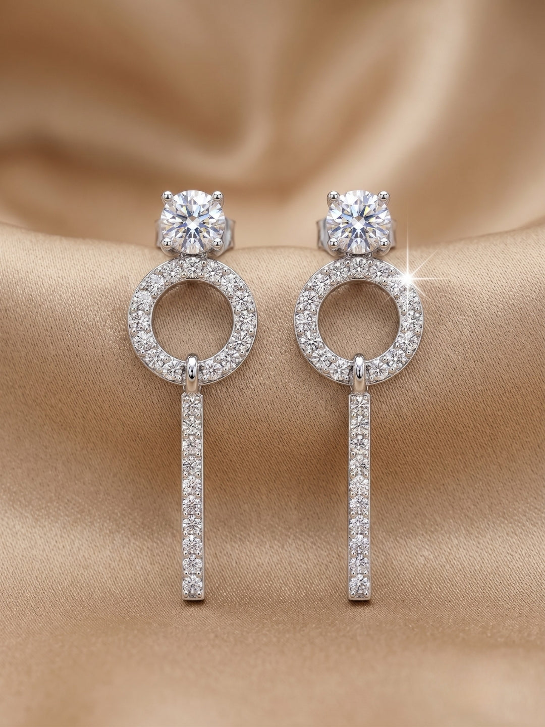 925 Sterling Silver Infinity Halo Drop Pendant Set with Earrings