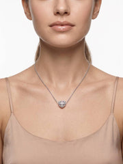 925 Sterling Silver CZ Heart Cage Pendant Necklace for Women