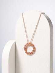 925 Sterling Silver Aurora Mosaic Halo Necklace For Women