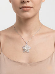 925 Sterling Silver Rose Bloom Filigree Pendant For Women
