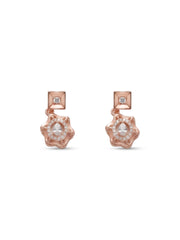 925 Sterling Silver Rose Gold Floral Halo Necklace Set with earrings