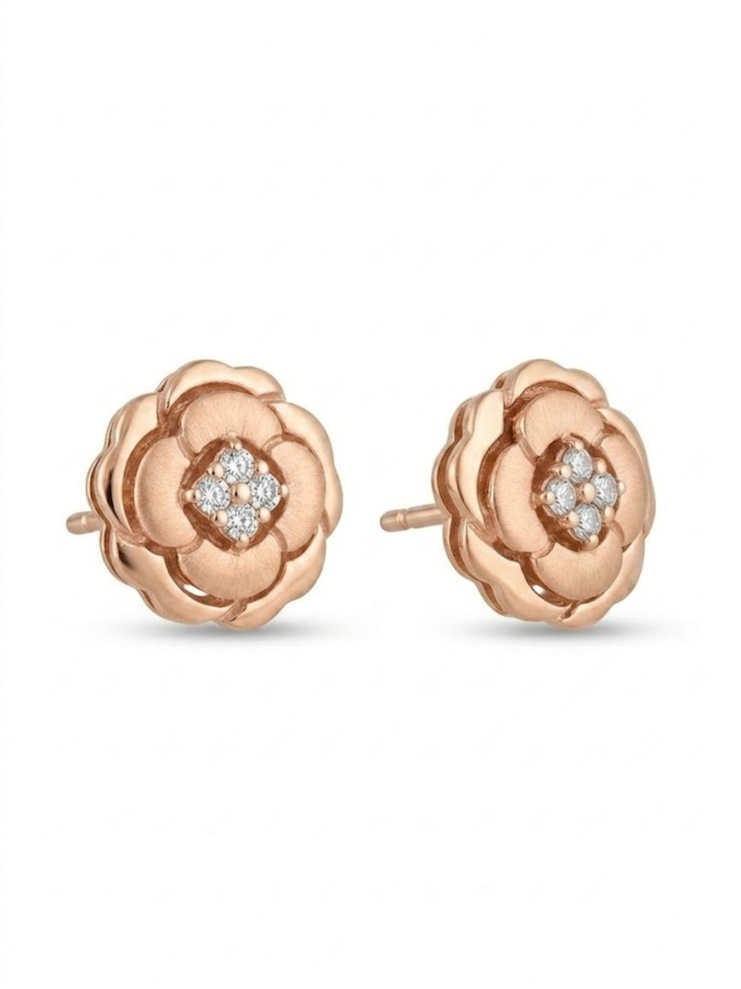 925 Silver Rose Gold Rose Bloom Stud Earrings for Women