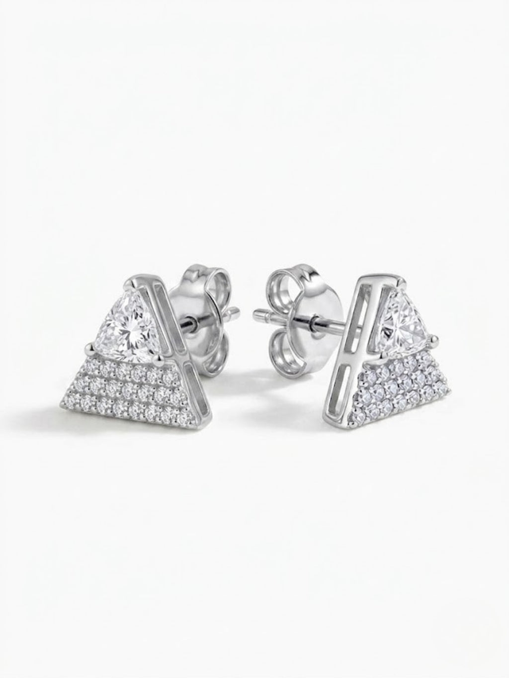 925 Silver Triangle Sparkle Stud Earrings for Women