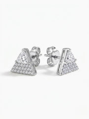 925 Silver Triangle Sparkle Stud Earrings for Women