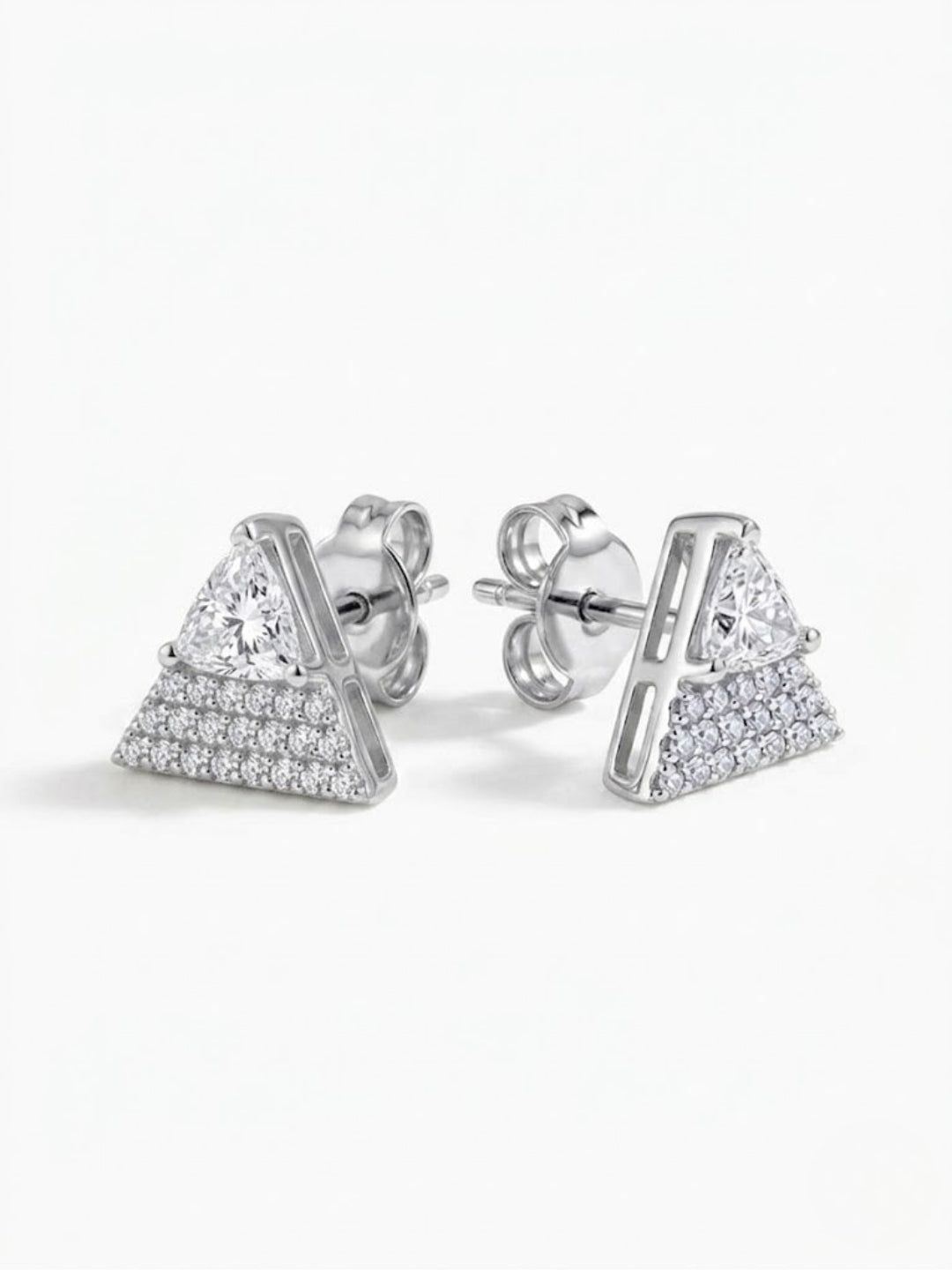 925 Silver Triangle Sparkle Stud Earrings for Women