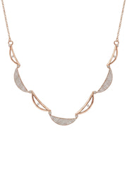 925 Sterling Silver Rose Gold Crescent Sparkle Necklace Set with earrings