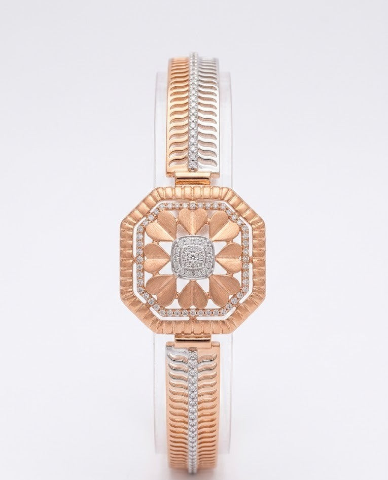 92.5 Sterling Silver Radiant Bloom Geometric Bracelet for Women
