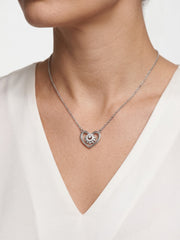 925 Sterling Silver Silver Bloom Heart Necklace for Women